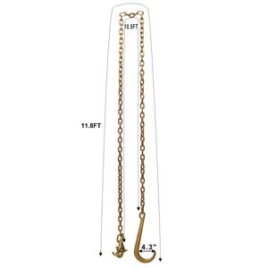 Grado 70 5/16 pollici X 10 piedi catena di traino J gancio lungo gambo giallo zinco 3,700 libbre. Carico di lavoro sicuro 2 pezzi W/R T J gancio per - Product Image 5