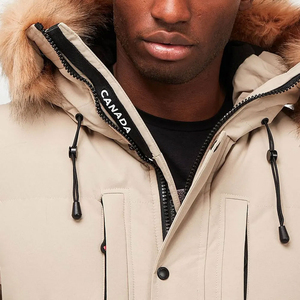 Chaqueta Parka Roja con Capucha para Hombre, Color Sólido, Tejido de Lana, Transpirable, Secado Rápido, Relleno de Poliéster, Cierre de Cremallera, Resistente al Viento - Product Image 6
