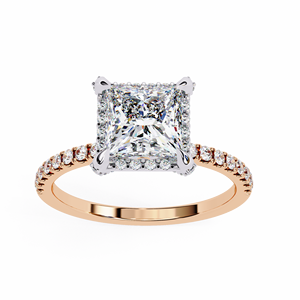 Anillo de Compromiso de Oro Amarillo de 14K con Incrustaciones de Diamantes, Corte Princesa de 2.5 CT, Certificado IGI, Diamante Cultivado en Laboratorio, Regalo de Aniversario o Boda - Product Image 3