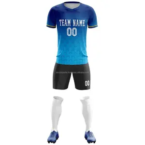 Blau und schwarz Fußballuniform-Sets beste individuelle Fußballuniformen Jugendfußball-Team-Uniform-Sets