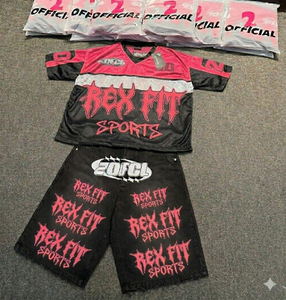 ชุดเซ็ตเสื้อแจ็คเก็ตและกางเกงขาสั้นผู้ชายผ้าไนลอนโพลีเอสเตอร์พิมพ์โลโก้ตามสั่ง ซิปแบบรูดขึ้นลง สไตล์สตรีทแวร์สำหรับฤดูร้อน - Product Image 3