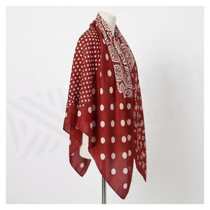 Women's <b>Red</b> Silk <b>Scarf</b> Polka Dot Paisley Print Elegant Long Multi-Functional All Seasons Fashion Accessory - Product Image 3