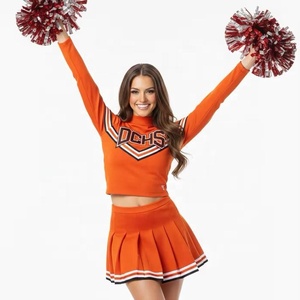 Uniformes de Animadoras Americanas Personalizados, Color Naranja, Manga Larga, para Adultos, Poliéster/Nailon/Spandex, Impresión por Transferencia de Calor, Tela de 160g - Product Image 5