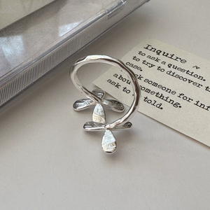 Anillo de Plata de Ley S925 con Textura de Flor Pequeña Estilo Coreano, Anillo Sencillo Estilo Coreano - Product Image 2