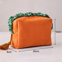Sac de Maquillage Femme en Gros, Trousse de Toilette Plage à Volants, Broderie Initiale Personnalisée, Sac Cosmétique Personnalisé en Tissu Éponge avec Pompon
