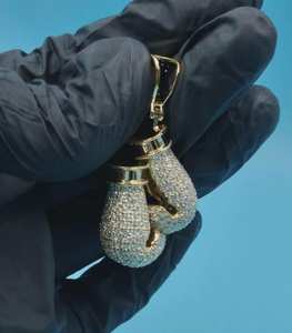 Pendentif Gants de Boxe Style Hip Hop Luxe Argent 925 Sertie de Pierres pour Hommes, Pendentif Miami, Pendentif Rapper Bust Down - Product Image 2