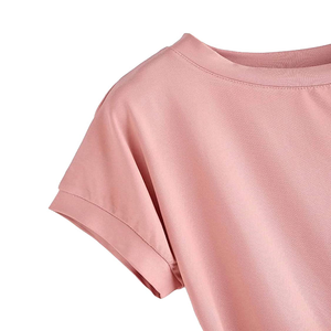 Camiseta de punto para hombre, color rosa, corte holgado, manga corta, cuello redondo, informal, de color liso. - Product Image 3