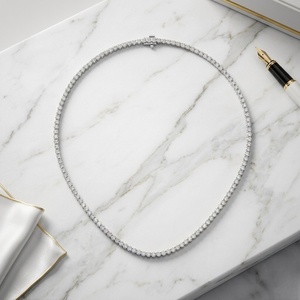 Collar de tenis con diamantes redondos de 8.00 quilates, oro de 14K, diamantes cultivados en laboratorio, color E-F, VVS2, engaste de puntas, joyería de eternidad para mujer - Product Image 3