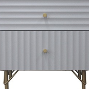 Handcrafted Solid Mahogany <b>Wood</b> Ave <b>Bedside</b> <b>Cabinet</b> Two Drawers with Smooth White Finish Classic Bedroom Design Nightstands - Product Image 3