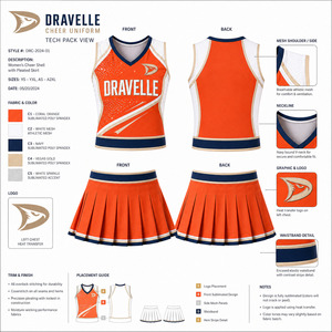 Women's Performance Cheer Outfit Two-Piece Pleated <b>Skirt</b> and Mesh Panel Top Cheerleader Uniform Custom OEM - Product Image 6