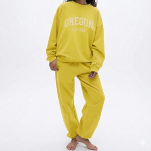 Custom Logo 100% Cotton Fleece Tracksuit Women Two Piece Jogger <b>Set</b> Oversized Heavyweight Sweatshirt and Sweatpants <b>Set</b> - Product Image 3