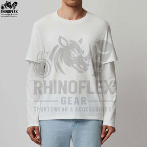 เสื้อยืดเปล่าพิมพ์ลายสกรีนเอง 240 กรัม ผ้าฝ้ายวินเทจ แขนยาววาฟเฟิลสองชั้น ขาดรุ่ย ผู้ชาย สองชั้น - Product Image 6