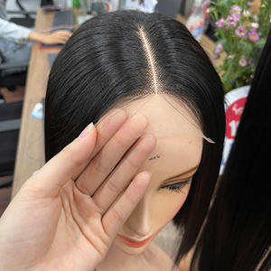 CALIDAD DE LUJO: Pelucas Lisas con Encaje Transparente, Color Marrón Natural y Negro, Parte Media con Encaje - Product Image 4