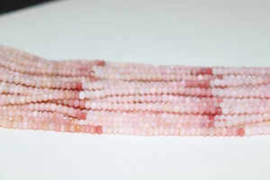 Cuentas Rondelle de ópalo rosa de 4mm, hebra de piedras preciosas naturales largas de 13 pulgadas para la fabricación de joyas facetadas lisas - Product Image 3