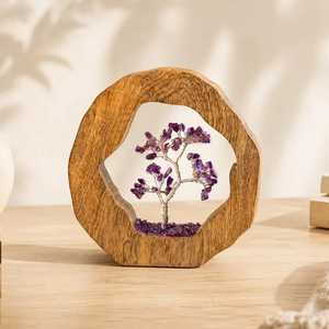 Arbre de Vie en Bois avec Améthyste Faite à la Main, Durable, Cadeau Spirituel, Énergie Positive, Guérison des Chakras, Feng Shui, Pierre Précieuse - Product Image 5