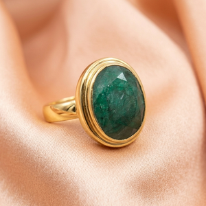 Green <b>Emerald</b> Gemstone <b>Ring</b> Pure 925 Sterling <b>Silver</b> Rose Gold & Yellow Gold Plated Oval Statement Handmade Statement Jewelry - Product Image 6