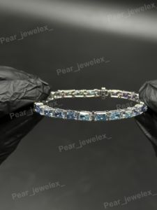 Emerald Cut Tennis Bracelet Moissanite Diamond Bracelet Iced Out 925 Silver Luxury Hip Hop Wrist Bracelet For <b>Men</b> Women - Product Image 1