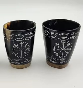Vaso de Vidrio Rústico Ecológico Hecho a Mano con Cuerno de Búfalo Grabado, Venta al por Mayor de REHMAN CRAFT - Product Image 2