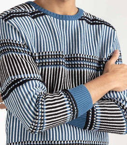 Pull-over décontracté en tricot pour homme, col à revers, coupe ample, en coton, col rond, manches longues - Product Image 3