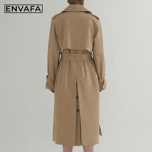 Manteau long kaki tendance pour femmes avec ceinture, vêtements pour femmes grandes tailles, veste légère personnalisée, coupe-vent, manteau trench pour femmes - Product Image 4