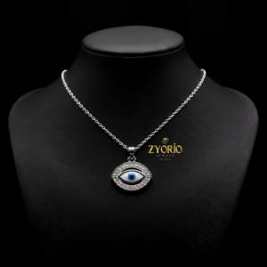 Collier pendentif œil de diamant Zyorio Jewels, argent sterling 925 plaqué or, bijoux de luxe pour femmes, mariage, fiançailles - Product Image 6