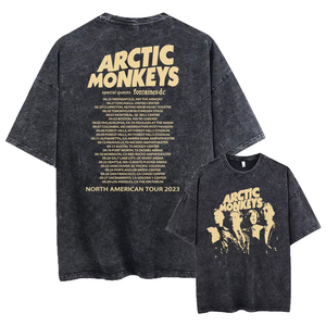 T-shirt personnalisé pour homme en coton épais délavé à l'acide avec strass, coupe oversize et carrée, col rond, design avant streetwear, style urbain - Product Image 4