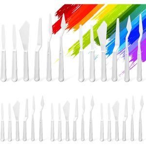 Set di 30 Spatole in Plastica Sottili e Flessibili, Strumenti Artistici per Intaglio, Pittura Acrilica, a Olio e Acquerello - Product Image 1