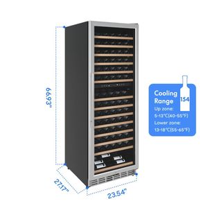 Frigorifero per Vino e Bevande a Doppia Zona da 24 Pollici, Capacità 154 Bottiglie - Product Image 2