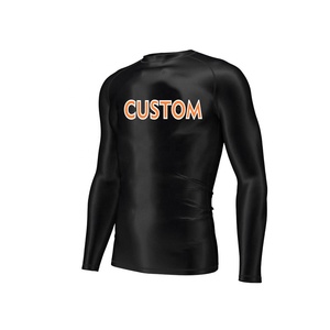 เสื้อแรชการ์ดผู้ชายแบบขายส่ง OEM ออกแบบเองได้ ผลิตจากโพลีเอสเตอร์/สแปนเด็กซ์ ระบายอากาศได้ดี ป้องกันแสงแดด UPF50 สำหรับว่ายน้ำ - Product Image 6