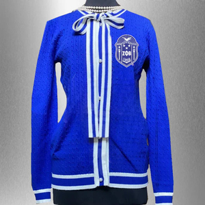 Suéter tipo cárdigan Zeta Phi Beta con colores personalizados, suéter de punto bordado para hermandades, fraternidades, universidades y equipos universitarios. - Product Image 6
