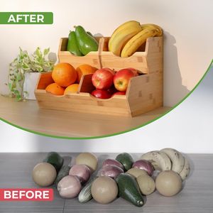 Contenedores de Almacenamiento de Bambú para Despensa, Juego de 3 Organizadores Deslizantes para Frutas y Verduras, Elegantes y Prácticos para Almacenar Papas, Cebollas y Alimentos - Product Image 2