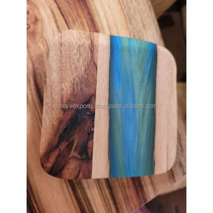 <b>Wooden</b> Resin Coaster <b>Set</b> Round and Square Drink Mat <b>Tea</b> Coaster Cup Holder Dining Room Stylish Kitchen Tabletop Decor - Product Image 5