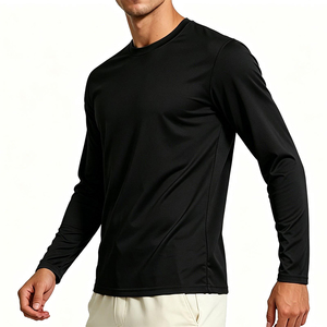 Customized Long Sleeve Workout T-Shirts Black Color Quick Dry <b>Athletic</b> Running Tops Sun Protection <b>Athletic</b> Shirt - Product Image 4