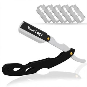 100% Stainless Steel <b>Straight</b> <b>Razor</b> for Men Professional Barber <b>Razor</b> with 10 Single Blades for Close Shaving Salon Use - Product Image 1