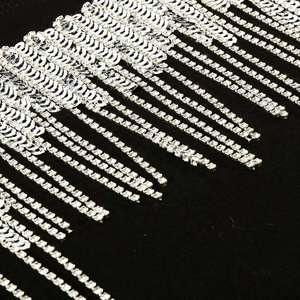 Men's & Women's Tassel Fringe <b>Rhinestone</b> T-Shirt 2026 Jet Black Regular Fit Silver Sparkle Crystal Streetwear <b>Top</b> HD - Product Image 3