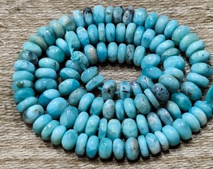 Perles en larimar naturel, forme ronde, lisses, pierres précieuses bleues, perles en vrac pour la fabrication de bijoux, collier - Product Image 2
