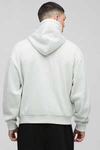 Sweat à capuche zippé gris clair surdimensionné et ample, imprimé étoiles, en coton mélangé respirant pour hommes – Vente en gros, fournisseur personnalisé - Product Image 2