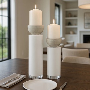 Decorative Antique Style White <b>Marble</b> Effect Bowl With Stainless Steel Interior For Home Decoration - Product Image 4