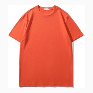 เสื้อยืดโอเวอร์ไซส์ทรงหลวม แขนเสื้อแบบดรอปโชว์เดอร์ สีส้ม คอกลม ผ้าฝ้ายผสมโพลีเอสเตอร์ เสื้อยืดผู้ชายสำหรับฤดูร้อน - Product Image 1