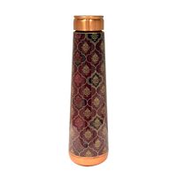 Thermos vintage en cuivre à motif oriental marron, écologique, portable, bouteille de voyage avec couvercle