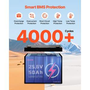 Batería Recargable de Litio de Ciclo Profundo, Batería Recargable de 24V 50Ah LiFePO4 con Bluetooth para RV Camper Trolling Motors Marine 4000 + Cycles Max 30A - Product Image 4