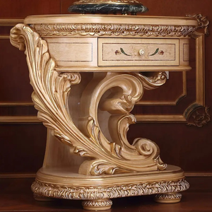 Free Shipping Luxury Gold Solid Mahogany Wood <b>Antique</b> European Carved Bedroom Set Furniture Made Indonesia Kiky Home Furniture - Product Image 4