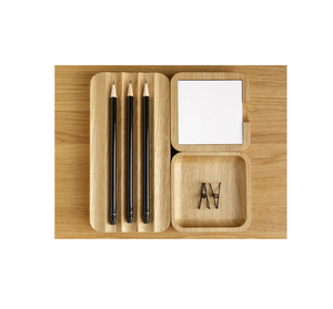 Bloc-notes adhésif en bois de haute qualité et porte-cartes rectangulaire multifonctionnel, organisateur de rangement écologique, porte-stylo - Product Image 5