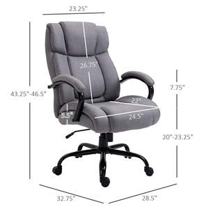 Light Gray 484lbs Executive <b>Office</b> <b>Chair</b> Big and Tall with <b>Wide</b> Seat and Adjustable Height for Computer Desk Use - Product Image 3