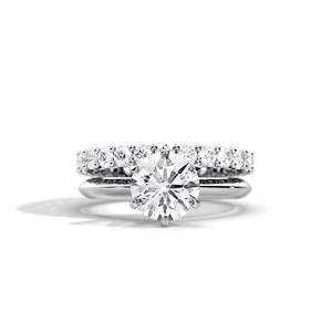 Bague de fiançailles en platine avec diamant rond taille brillant, couleur D, certifié IGI, classique pour femme - Product Image 1