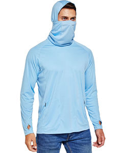 เสื้อฮู้ดตกปลาคุณภาพสูงสำหรับผู้ชาย เสื้อฮู้ดป้องกันแสงแดด UPF 50+ เสื้อเชิ้ตสำหรับตกปลาและเดินป่า SPF เสื้อคุณภาพเยี่ยมพร้อมผ้าคลุมคอ - Product Image 4