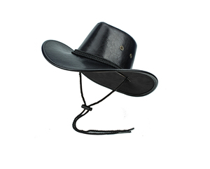 Sombrero Vaquero de Cuero con Rayas, Unisex, Ajustable, Casual para Exteriores, Verano, 48-50CM, Negro, Estilo Occidental - Product Image 2
