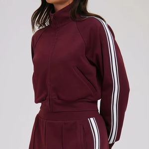Ensemble deux pièces décontracté vintage en molleton épais délavé pour femme avec logo personnalisé – Survêtement à capuche et pantalon de jogging zippé - Product Image 5