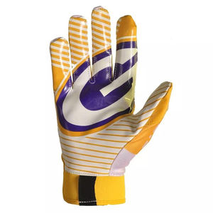 Gants de football américain unisexes de haute qualité avec logo personnalisé, style receveur, en cuir respirant, antidérapants et ajustables - Product Image 2