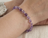 Bracelet en Améthyste Naturelle Perles Roulées Facettées AAA Bracelet en Pierres Précieuses Fait Main